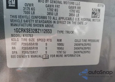 2011 Chevrolet Silverado 1500 Lt z USA, uszkodzony, nr VIN 1GCRKSE32BZ112653